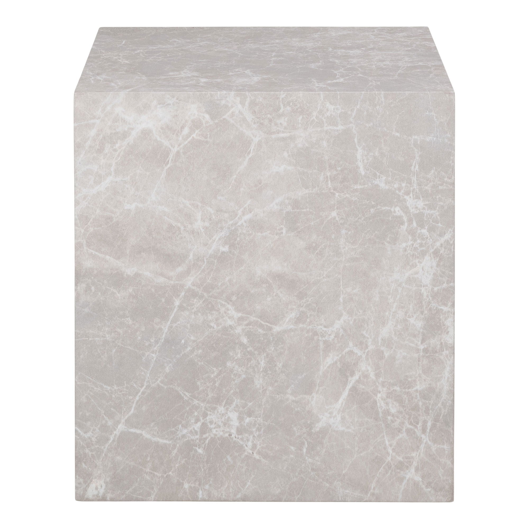 Prague – Beistelltisch, Marmoroptik, beige 40×40×45 cm